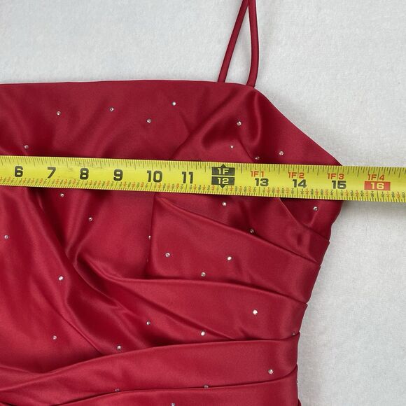 Rebecca Red 2pcs Gown Rhinestone Prom HOCO Bridesmaid-M - Picture 14 of 16